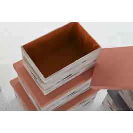 DKD Home Decor Caja Basicos Gris Burdeos Poliester 30 x 20 x 40 cm Set de 3