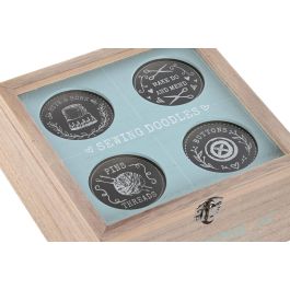 DKD Home Decor Costurero Vintage Natural Verde Menta MDF Cristal 20 x 10 x 20 cm (4 Unidades)