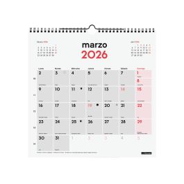 Finocam Calendario de Pared 30x30 cm Mv Neutro 2026 – Anual con Espacio para Escribir y Planificar, con Festivos Internacionales