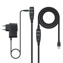 Nano Cable 10.01.0313 Cable Alargador USB 3.0 Macho - Hembra 15m Negro con Amplificador de Señal
