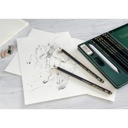 FABER-CASTELL 115220 Set Pitt Graphite Matt Lápices de Grafito Negros de Madera en Estuche Metálico, 11 piezas