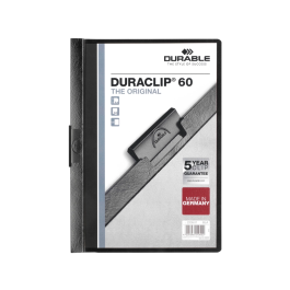Durable Carpeta Duraclip Dossier Pinza Lateral Negro Capacidad 60 Hojas DIN A4 Polipropileno