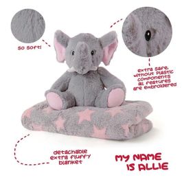PERLETTI Peluche Elefante Allie 22cm con Manta Suave de 120x80cm