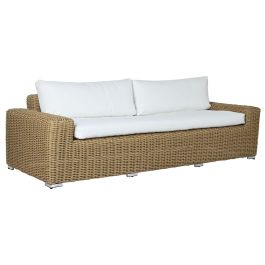 DKD Home Decor Sofá Terraza y Jardín Ratán Exterior Marrón Claro Beige 222 x 85 x 80 cm Set 4 Piezas