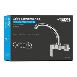 Edm Grifo Monomando Cocina Caño Alto Embotrado Serie Getaria Cromado Latón Zinc Cerámico 21x28,4x29,9cm