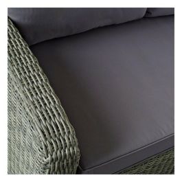 DKD Home Decor Sofá de Jardín y Terraza Gris 204x267x90 cm Set 4 Piezas Desmontable con Cojines Ratán Sintético
