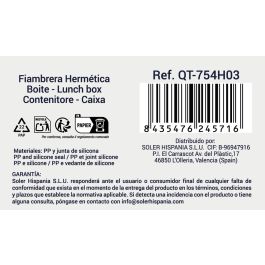 Quttin Fiambrera hermética rectangular 1600 cc (12 Unidades)