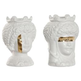 Macetero Mediterraneo DKD Home Decor Blanco Dorado 10 x 14 x 10 cm (2 Unidades) Precio: 16.68999948. SKU: B19W3P2VTM