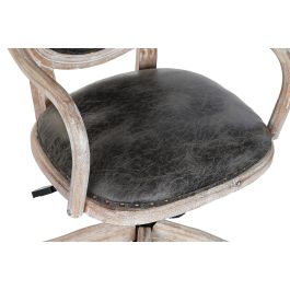 DKD Home Decor Silla de Oficina Marron Oscuro y Negro 50 x 88 x 52 cm con Ruedas y Ajuste de Altura