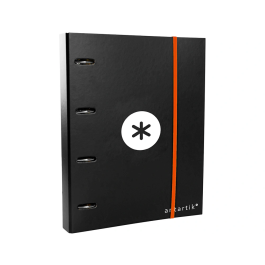 Antartik Carpeta con recambio A4 cuadro 5mm forrada 4 anillas 40mm redondas con solapa color negro