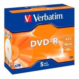 Verbatim DVD-R 4.7GB 16x 5 Pack Branded Jewel Case Superficie Matt Silver Precio: 6.50000021. SKU: B12GJWZRPQ