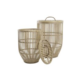 DKD Home Decor Cesta Urban Set de 2 Piezas Bambú Marrón Claro 40 x 61 x 40 cm