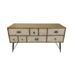 Mueble de TV DKD Home Decor 120 x 40 x 61 cm Abeto Natural Metal Blanco Precio: 211.68999973. SKU: S3044183