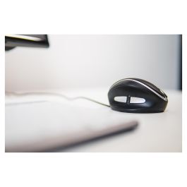 BakkerElkhuizen Oyster Mouse Ratón Inalámbrico Vertical, Ambidiestro, 5 Botones, 5 Ángulos de Inclinación, Sensor Láser 1200 DPI, Negro/Plata