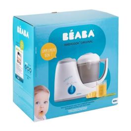 Beaba Procesador de Comida para Bebés Babycook Original 4 en 1: Vapor, Mezcla, Descongela, Recalienta, Vapor Rápido 15 Min - Gris/Azul