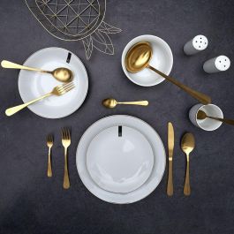 Home Deco Factory Cubertería Mirage 39 Piezas Acero Inoxidable Acabado Dorado