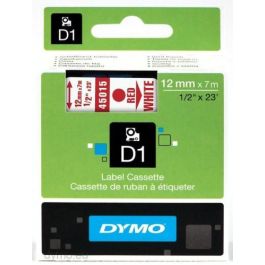 Dymo Cinta D1 45015 Etiquetas Estándar Rojo Sobre Blanco 12mm x 7M Poliéster Autoadhesiva Rotuladora Labelmanager