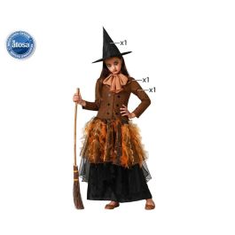 Disfraz Bruja Infantil Marrón y Naranja Halloween para Niña 5-6 Años