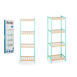 Berilo Estanteria Cuadrada 4 Estantes Bambu Menta 35x100x30 cm