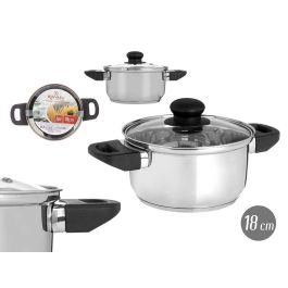 Cacerola inducción 18 cm con tapa de cristal Kinvara - Acero inoxidable, 1.8 l (6 Unidades) Precio: 48.50000045. SKU: B18R48XVCJ