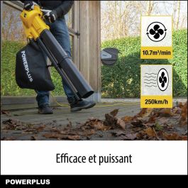 Powerplus Soplador de Hojas Eléctrico POWEG4030 3300 W Velocidad Máxima del Aire 250 km/h