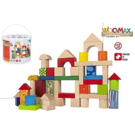 Color Baby Construcción con 50 Bloques de Madera en Cubo