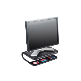Q-connect Soporte para Portátil y Monitor con Bandeja Organizadora, Negro, 380x295x110 mm
