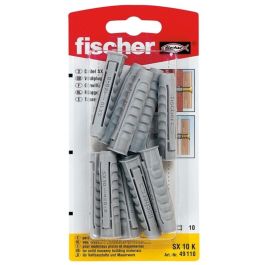 Fischer Taco de Nylon SX Expansión Cuádruple Medida 5-25 para Fijación en Hormigón y Mampostería Maciza/Perforada Blister