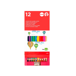 Liderpapel Lápices de Colores Jumbo con Sacapuntas, Caja de 12 Unidades, Colores Surtidos