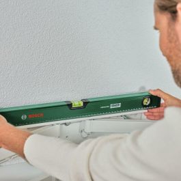 Bosch BOS4053423253856 Nivel de burbuja de 60 cm con 2 cursores, ampollas fluorescentes horizontales y verticales, escala métrica, ranura en V