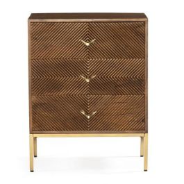 DKD Home Decor Cómoda Mueble de Almacenaje de Madera de Mango y Metal, Marrón Oscuro y Dorado, Medidas 70x40x90 cm