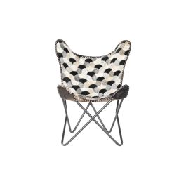 DKD Home Decor Sillón Colonial Marrón Blanco Piel Hierro 70x70x90 cm