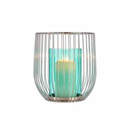 Giftdecor Base Vela Cristal Jaula Metal Plata 15x17x15 cm (Set de 8)