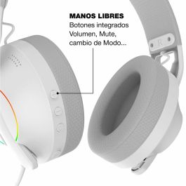 Coolbox Auriculares WB01 Inalámbricos Bluetooth 5.4 con Micrófono Extraíble y RGB - Blanco