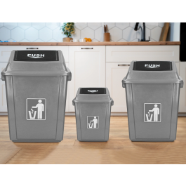 Q-connect Papelera Contenedor Plástico con Tapa de Balancín 58 Litros Gris 470x330x760 mm