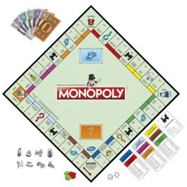 Monopoly Juego de Mesa Clásico Madrid. Incluye tablero, peones, tarjetas, cartas, casas y hoteles. Edades 8-99 años