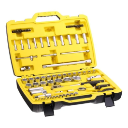 Stanley Fatmax Set de Enchufes y Vasos ¼'' + ½'' - Set 81 Piezas con Carraca 120 Dientes y Accesorios en Caja Resistente