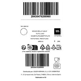 La Mediterranea Plato Llano Ø26 cm Albus Monaco Brillo (6 Unidades)