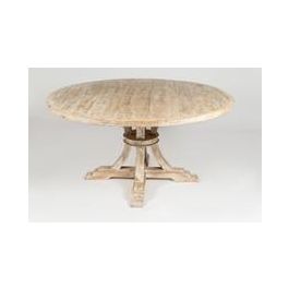 DKD Home Decor Mesa Redonda Comedor Madera Maciza Mango Blanco Natural Decape 150 x 150 x 76 cm