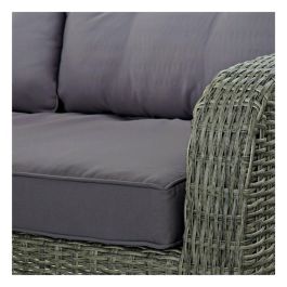 DKD Home Decor Sofá de Jardín y Terraza Gris 204x267x90 cm Set 4 Piezas Desmontable con Cojines Ratán Sintético