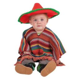 Creaciones Llopis Disfraz Bebé Mexicano Talla 0-12 Meses con Poncho y Sombrero