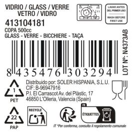La Mediterranea Copa Auriss Viso 500 ml Vidrio de Calidad, Ø10x20 cm (16 Unidades)