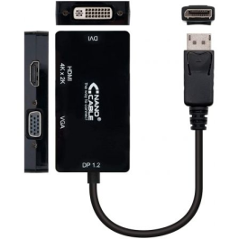 Nano Cable 10.16.3301-BK Conversor Displayport Macho - VGA Hembra DVI Hembra HDMI Hembra Negro 15cm