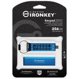 Kingston IronKey Keypad 200C - Memoria USB-C 256GB, Seguridad AES-256 con Teclado, FIPS 140-3, Resistente al Agua IP68