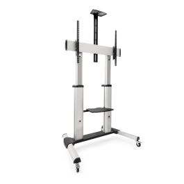TooQ FS20300M-B Soporte de Suelo con Ruedas para TV 60-100" Inclinable Ajustable 1200-1650mm hasta 100kg VESA 1000x600 Plata
