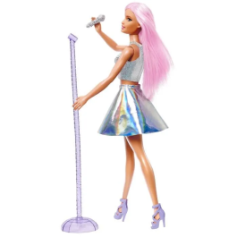 Barbie Muñeca Tú Puedes Ser Pop Star JCW42 Mattel Cantante con Conjunto Brillante y Pelo Rosa para Niñas +3 Años