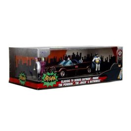 Coche metal batmóvil 1966 classic con 4 figuras de metal escala 1:24 19 cm