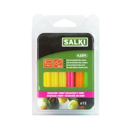 Salki Barras de cola termofusible Ø12x95mm colores flúor mix 430108 para decoración y hobby blister 12 unid.
