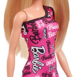 Barbie Muñeca Fashionista Vestido Logotipo Hrh07 Pelo Liso Rubio