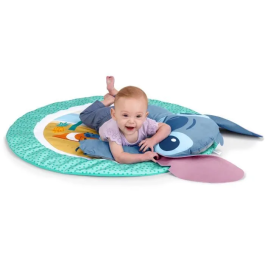 Bright Starts Alfombra de Juego Bebé BRI0074451174467 Disney Baby Stitch, Evolutiva con Juguetes Sensoriales, Peluche, Espejo y Sonajero